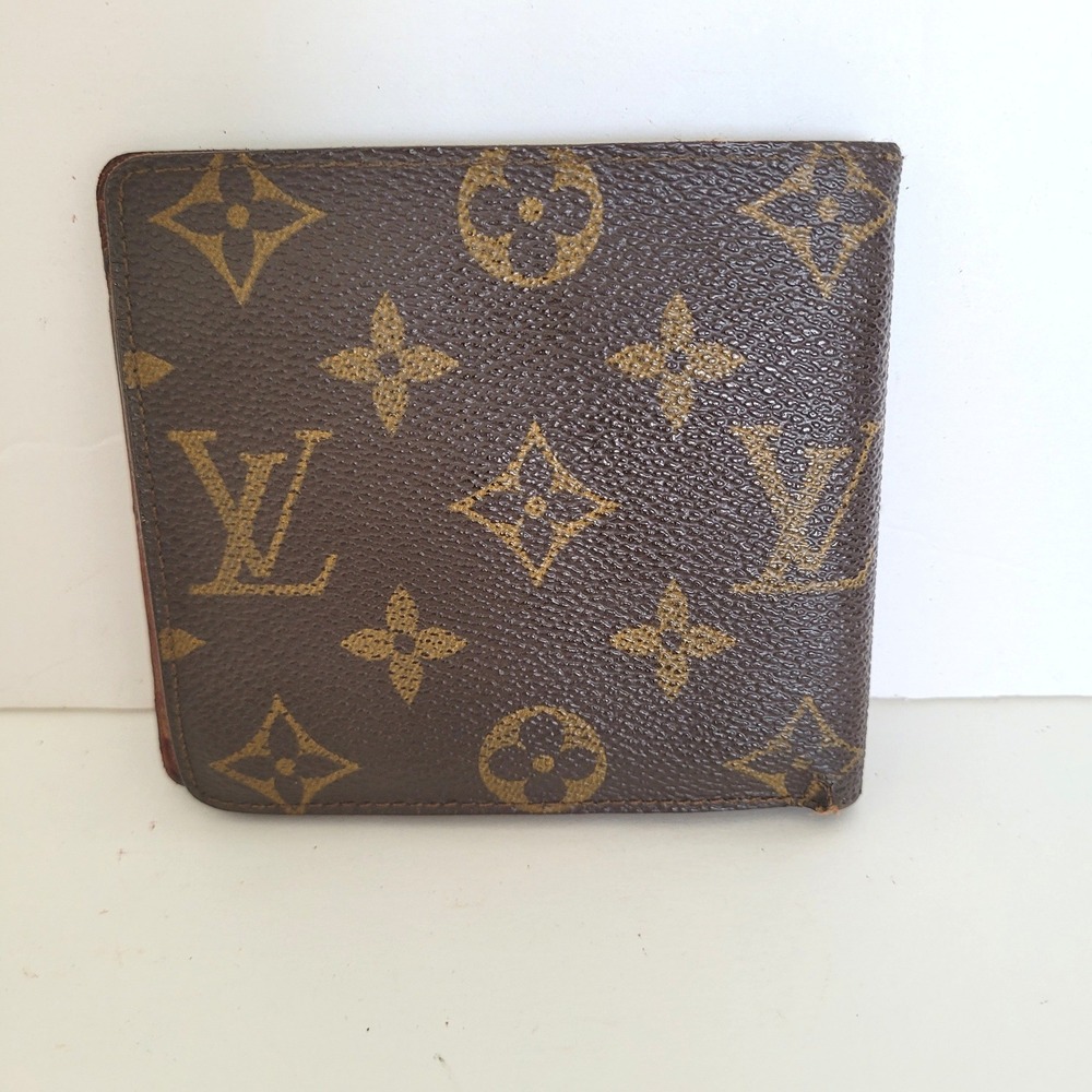 Louis Vuitton Monogram Bifold Wallet Brown Canvas Made in France Vintage - Picture 2 of 14